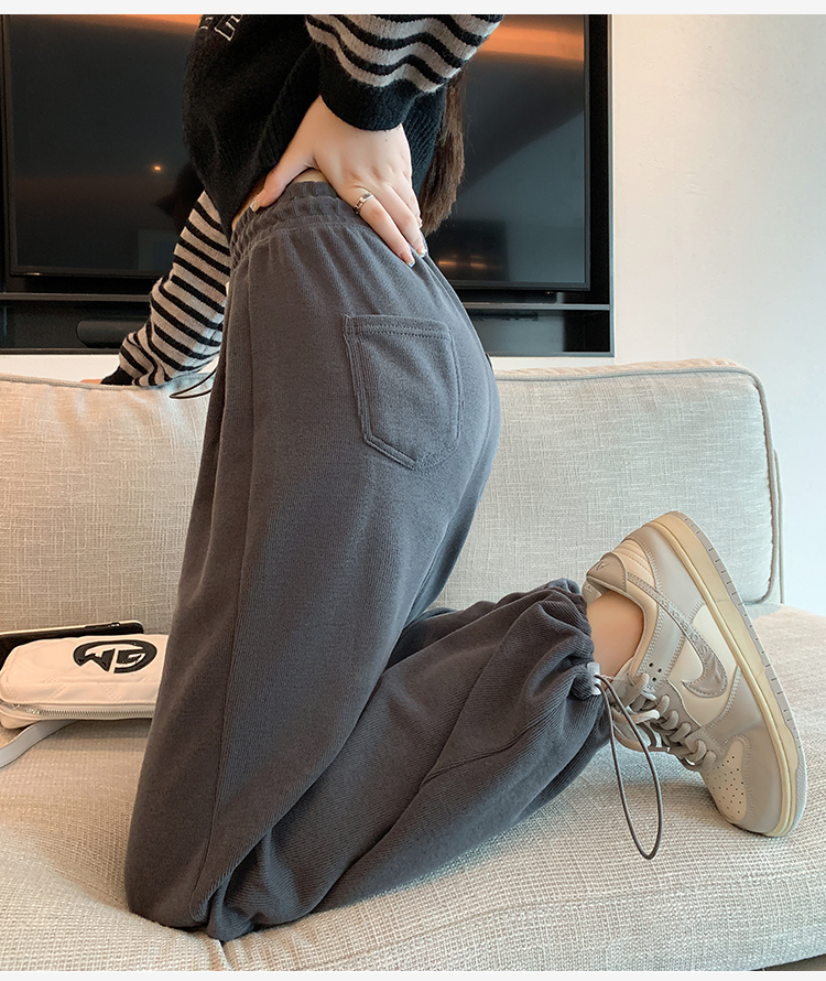 White gray straight wide leg spring and autumn sweatpants