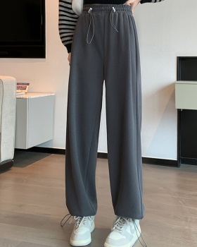 White gray straight wide leg spring and autumn sweatpants