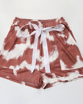 European style loose tie dye summer shorts for women