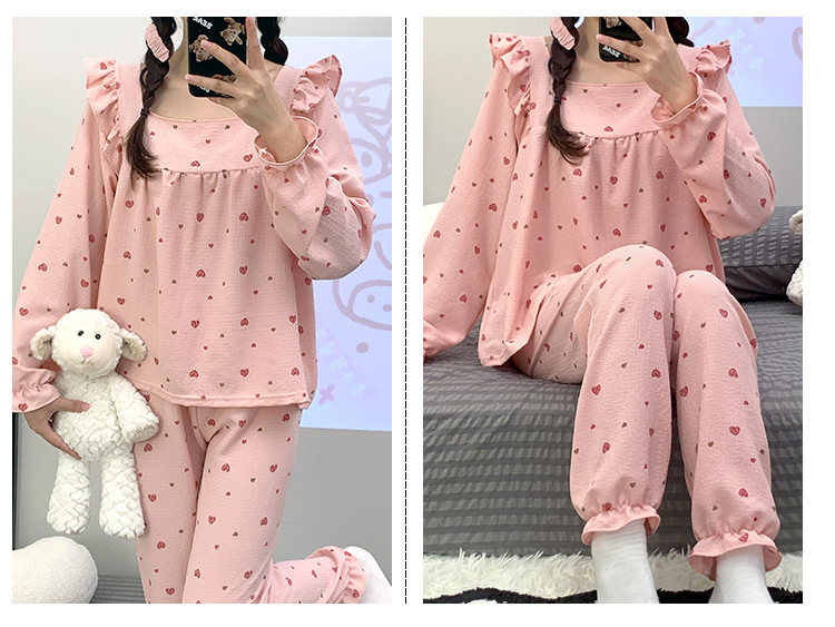 Homewear pajamas bubble long pants 2pcs set for women