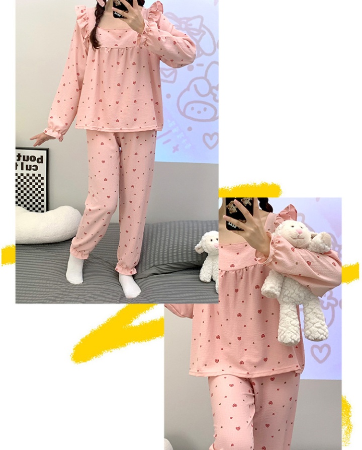 Homewear pajamas bubble long pants 2pcs set for women