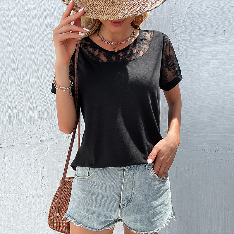 Black fashion European style summer shirt for women