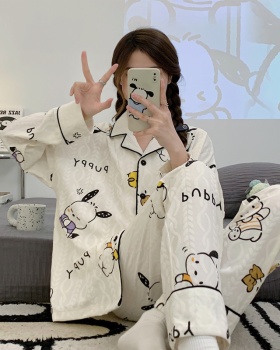 Maiden cartoon pajamas lovely cardigan 2pcs set