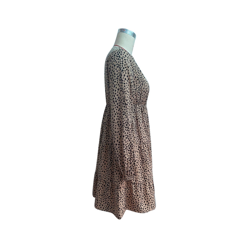Long sleeve European style spring fold dress for women