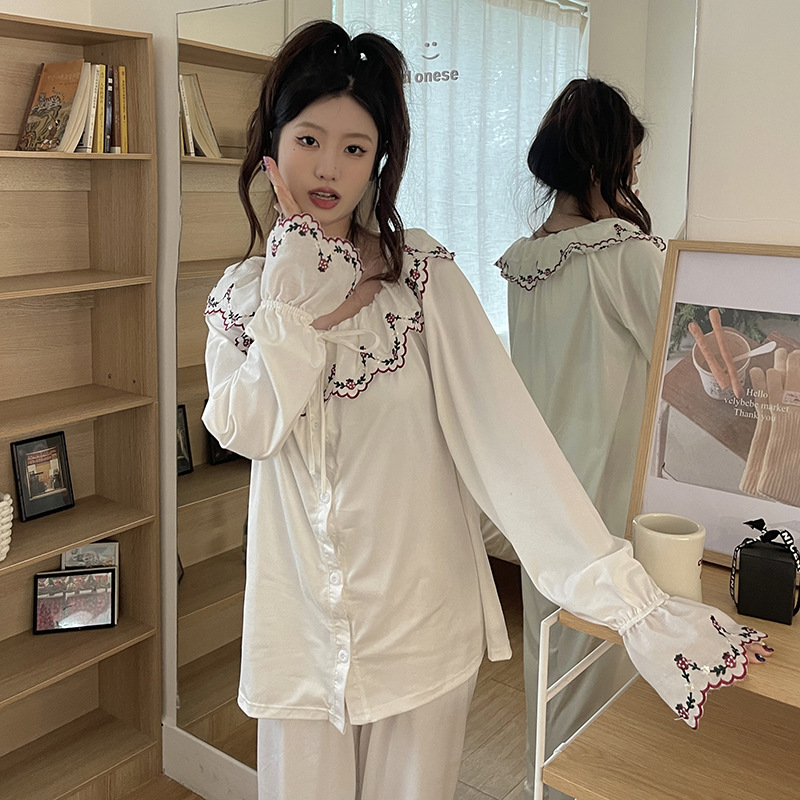 Homewear fashion cardigan Casual pajamas 2pcs set for women