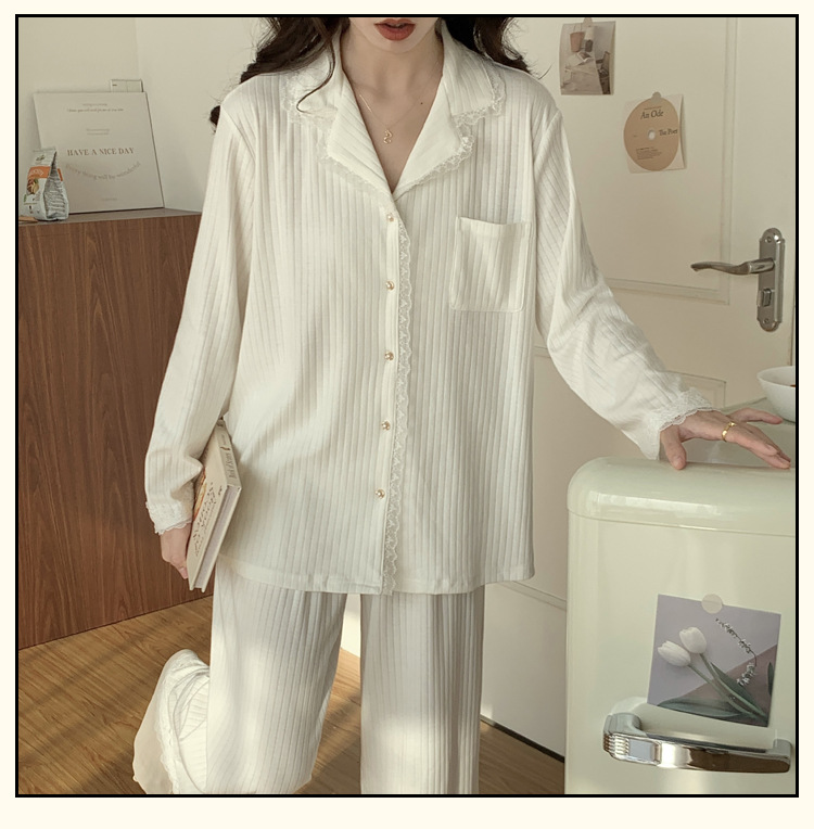 Lace long pants homewear pajamas 2pcs set