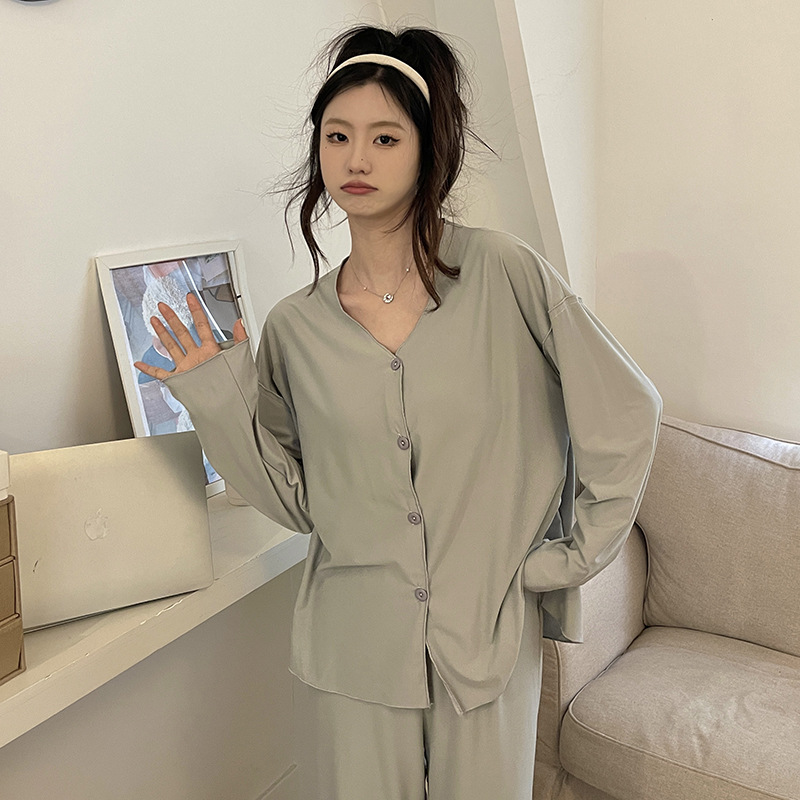 Homewear Casual cardigan spring and summer V-neck pajamas for women