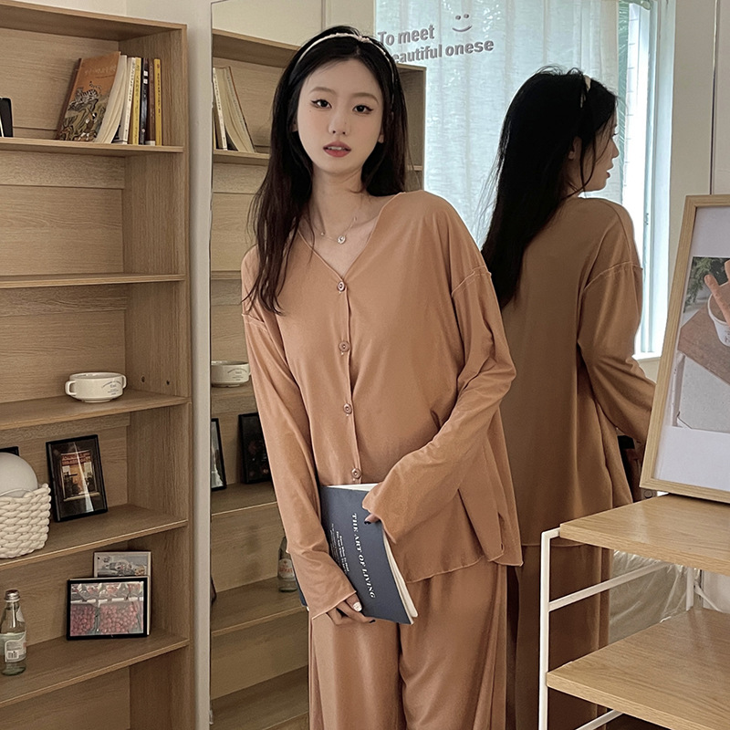 Homewear Casual cardigan spring and summer V-neck pajamas for women