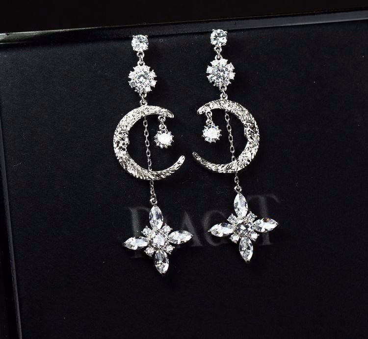 Tassels fashion ear-drop moon clover earrings for women