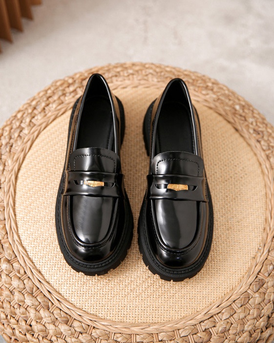 Fashion thick crust leather shoes cozy spring shoes
