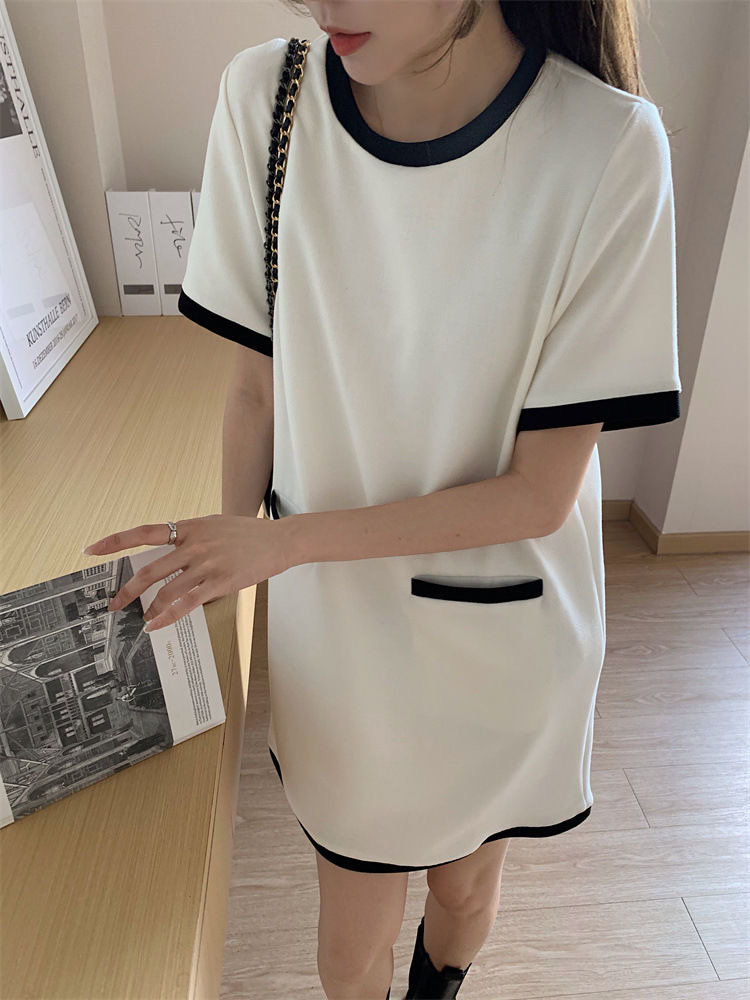 Short sleeve Casual black-white dress for women