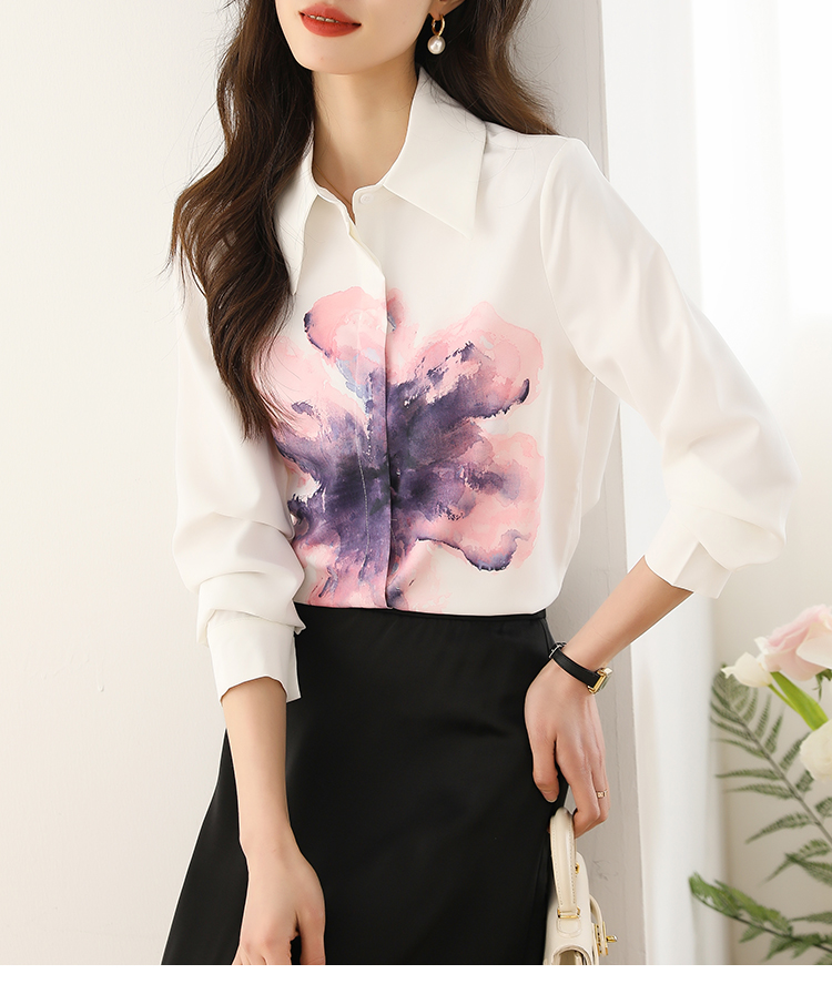 Printing spring tops fashion splice shirt for women