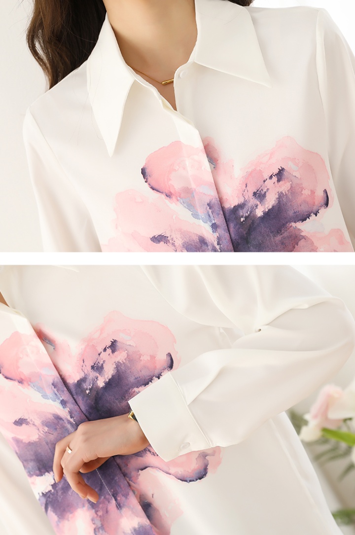 Printing spring tops fashion splice shirt for women