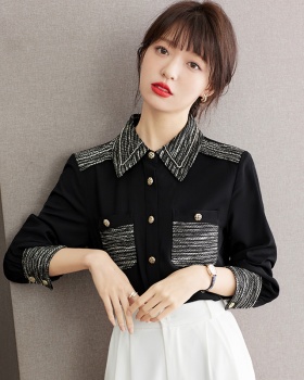 Spring lapel tops Western style mixed colors shirt for women