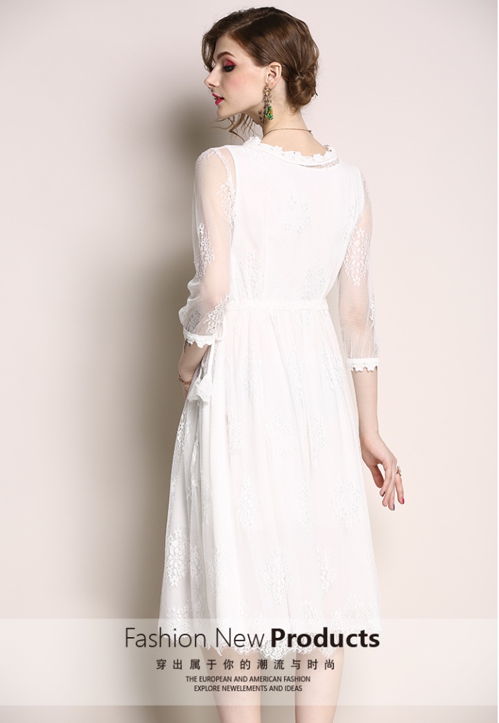 White European style spring big skirt lace dress 2pcs set