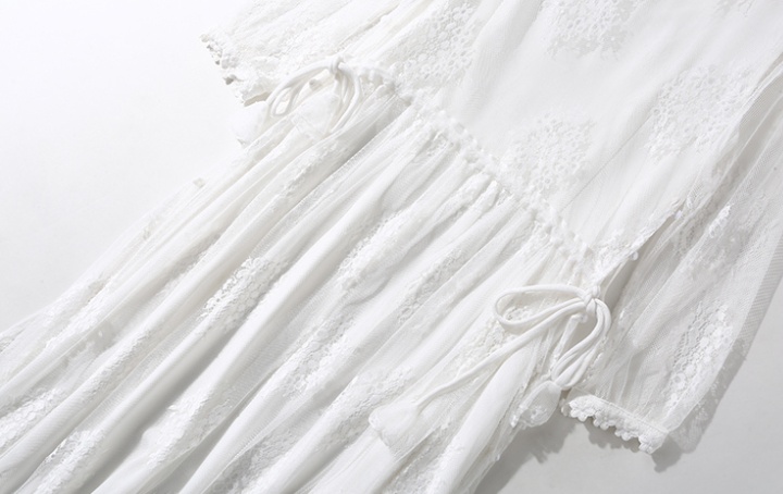White European style spring big skirt lace dress 2pcs set