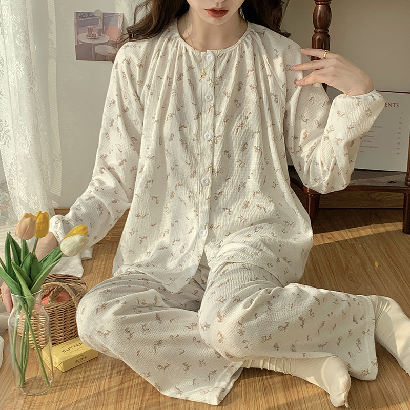 Cotton spring and autumn pajamas a set for women