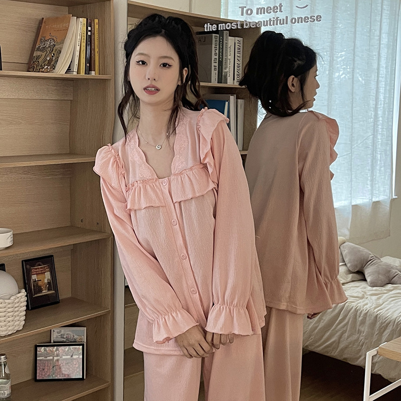 Cotton homewear long sleeve pajamas 2pcs set for women
