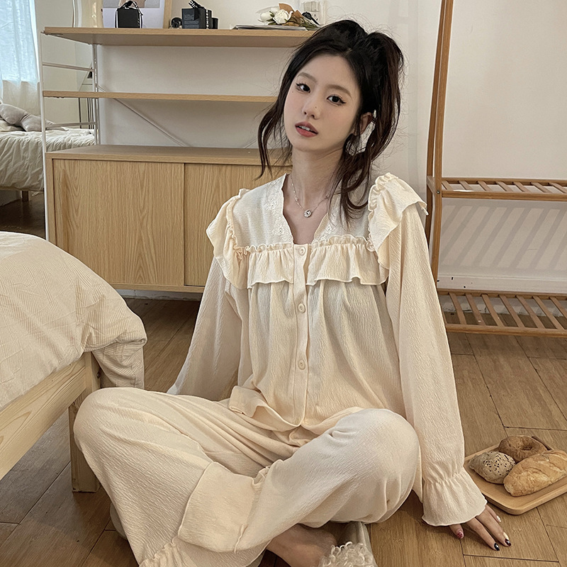 Cotton homewear long sleeve pajamas 2pcs set for women