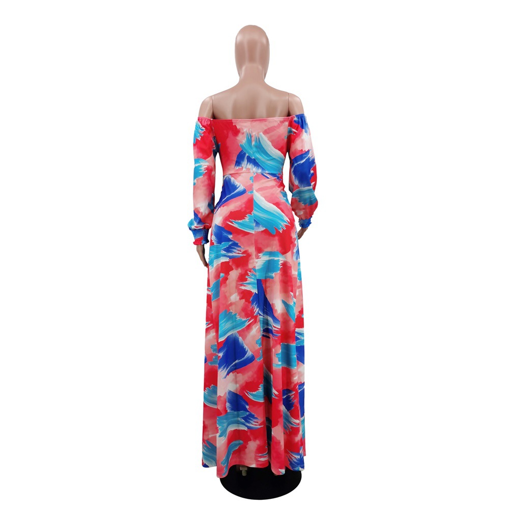 Long sleeve Casual European style printing dress