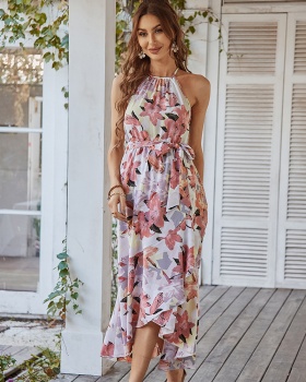 Spring and summer Bohemian style halter dress