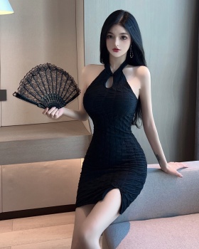 Retro slim cheongsam strapless halter dress