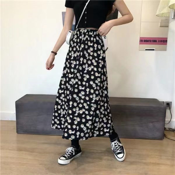 High waist long long skirt floral skirt for women