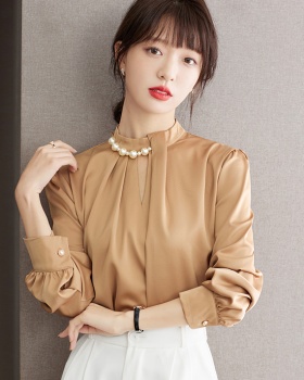 Chain round neck spring and summer profession satin tops