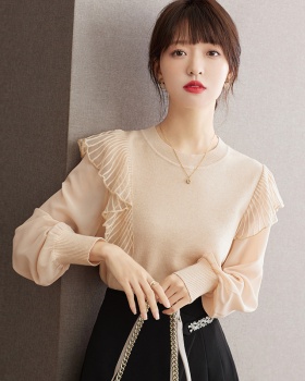 Spring asymmetry sweater France style lazy tops for women