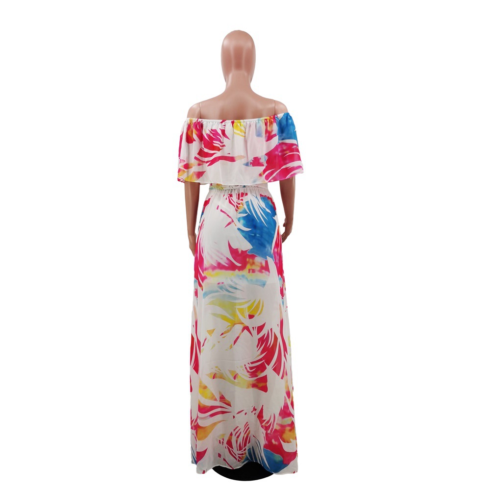 Chiffon strapless Casual printing dress for women