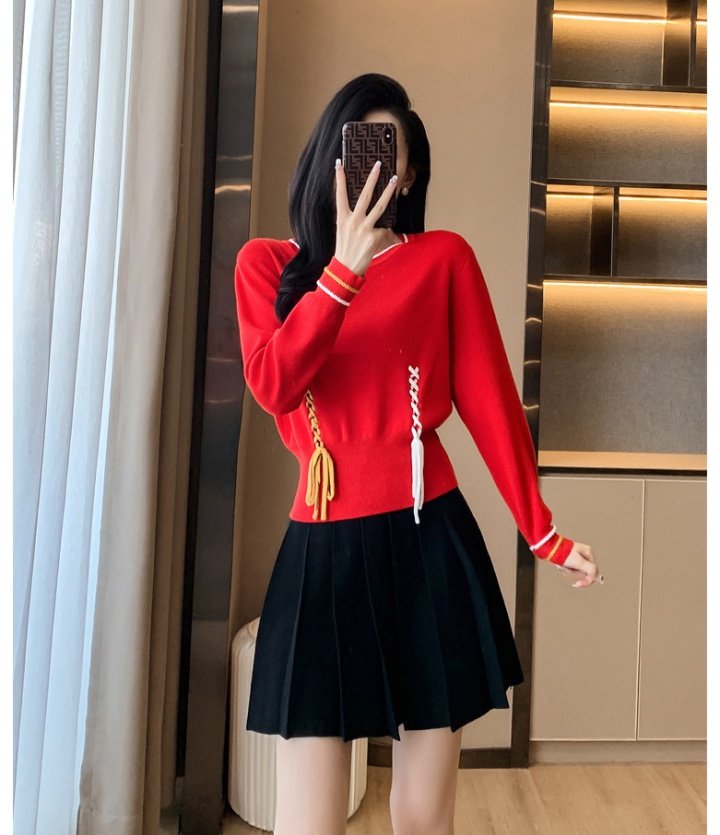 Spring knitted sweater pullover slim tops for women
