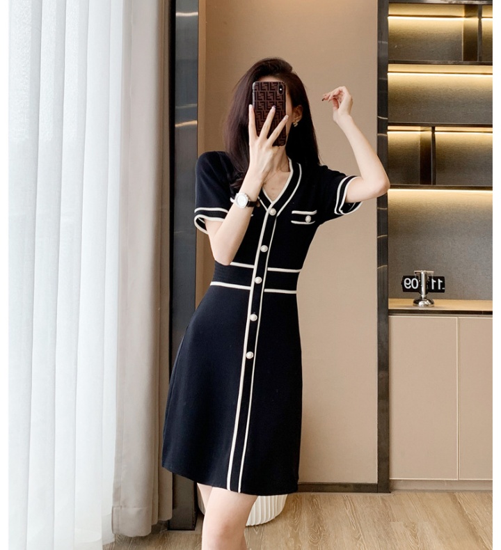 Knitted fashion and elegant high waist dress for women