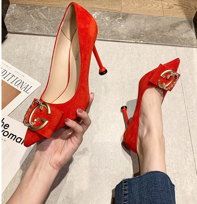 Fine-root slim high-heeled shoes low shoes for women