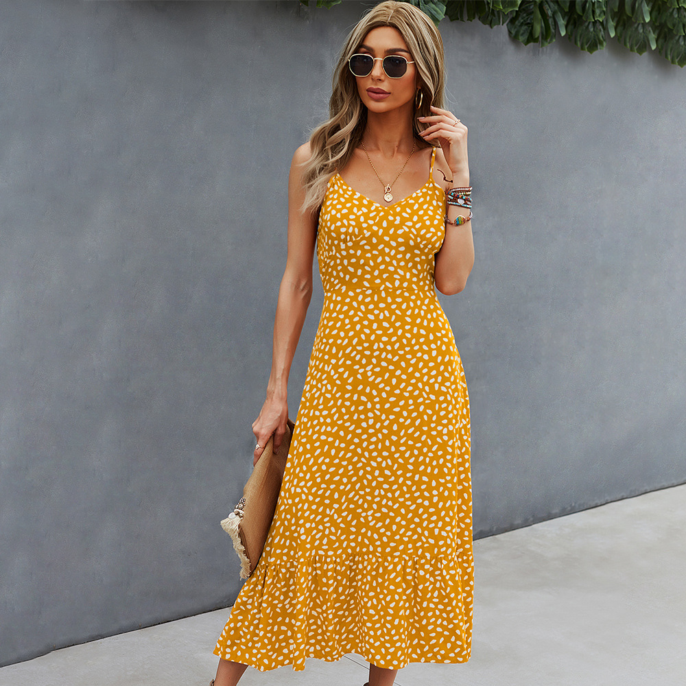 Spring and summer sexy printing long dress