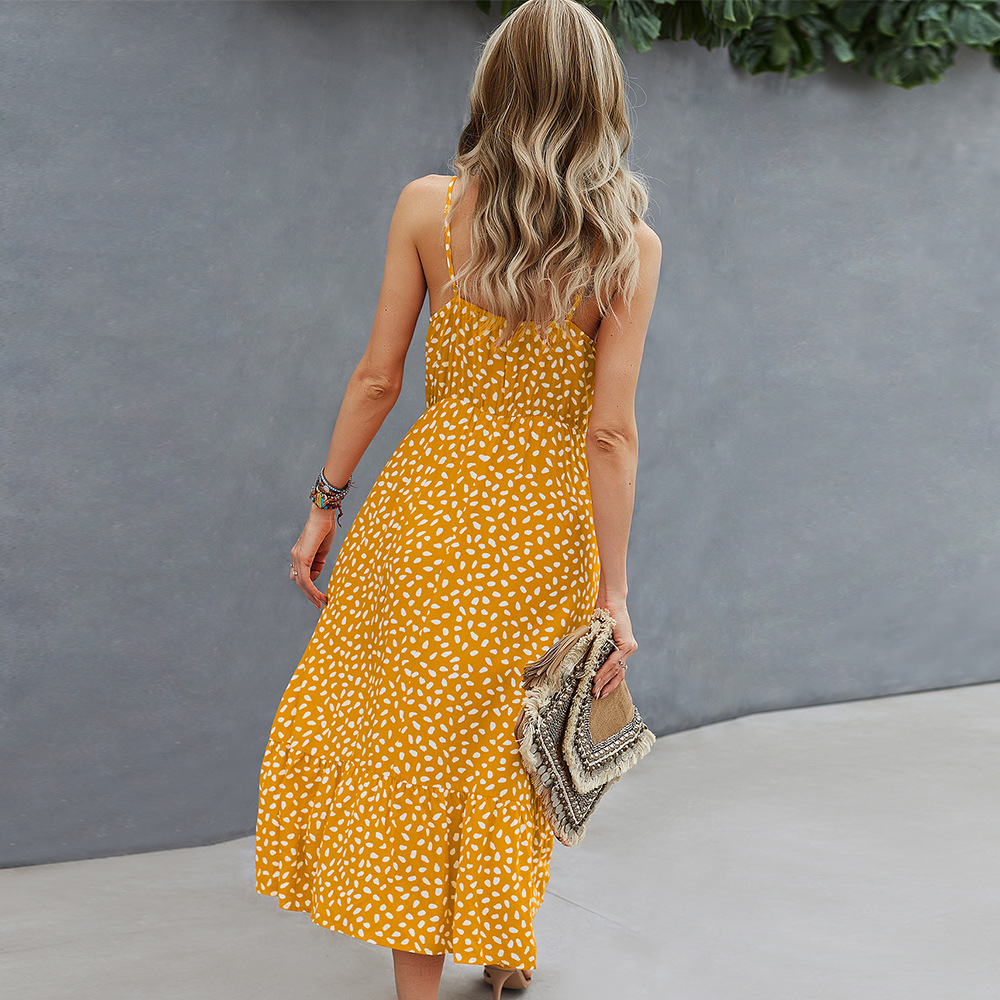 Spring and summer sexy printing long dress