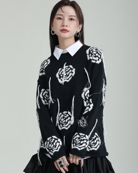 Lazy retro spring sweater unique long sleeve tops for women
