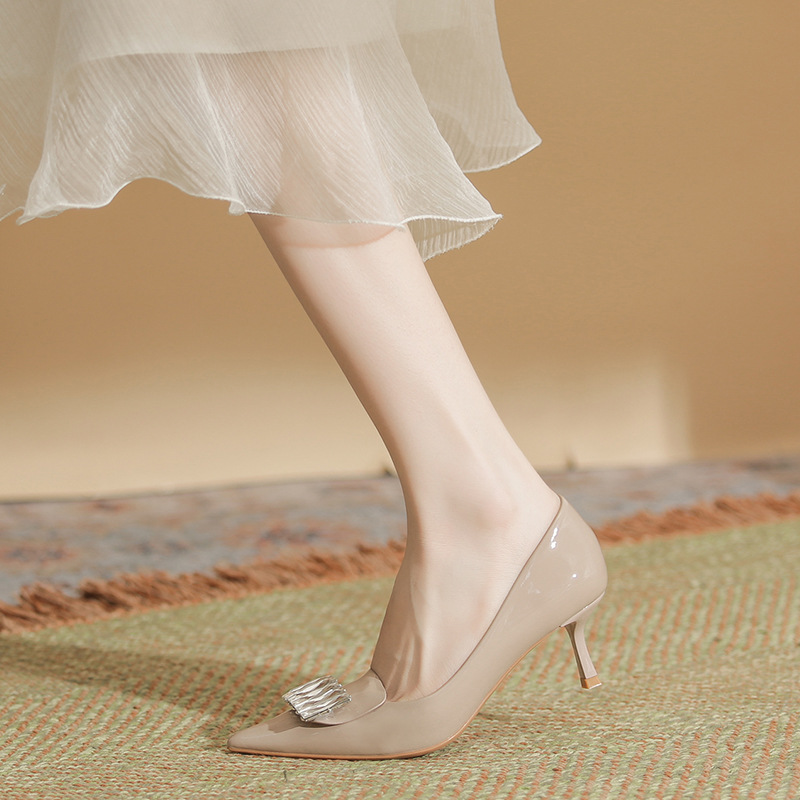 Sheepskin high-heeled shoes rhinestone shoes for women