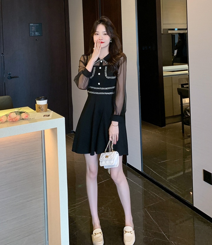 Fashion and elegant bottoming perspective splice dress