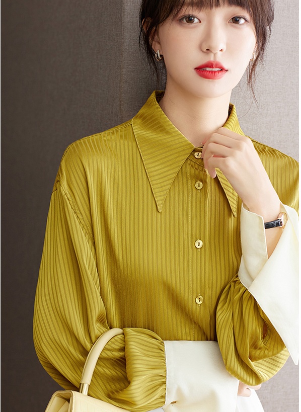 Commuting mixed colors tops loose shirt for women