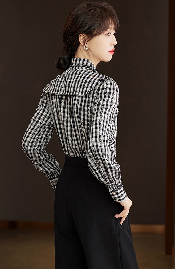 Black-white commuting elegant fashion spring shirt for women