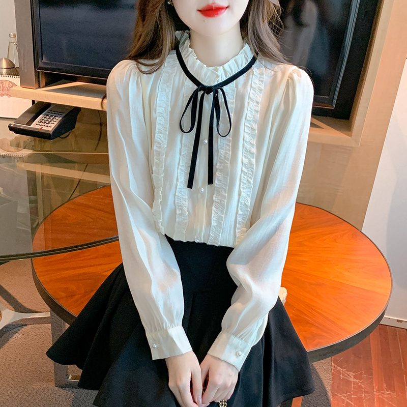 Wood ear Korean style shirt spring tops for women