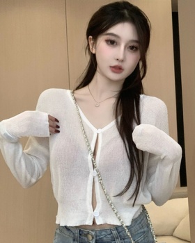 Spring and summer thin tops knitted ice silk coat