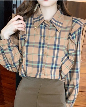 Plaid Korean style shirt spring all-match tops for women