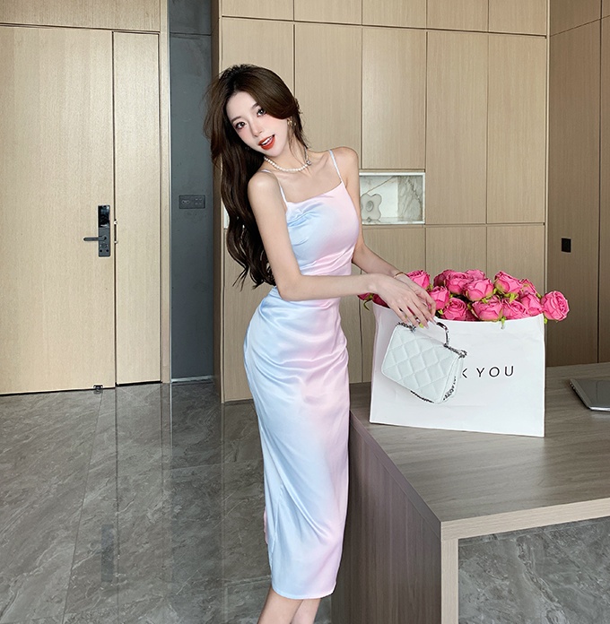 Gradient strap dress spring and summer dress
