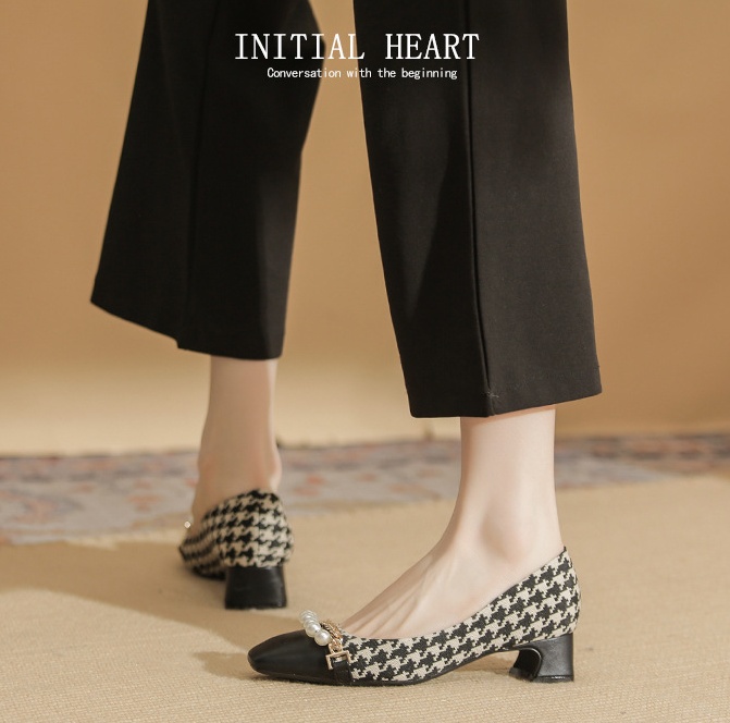 Houndstooth high-heeled shoes shoes for women