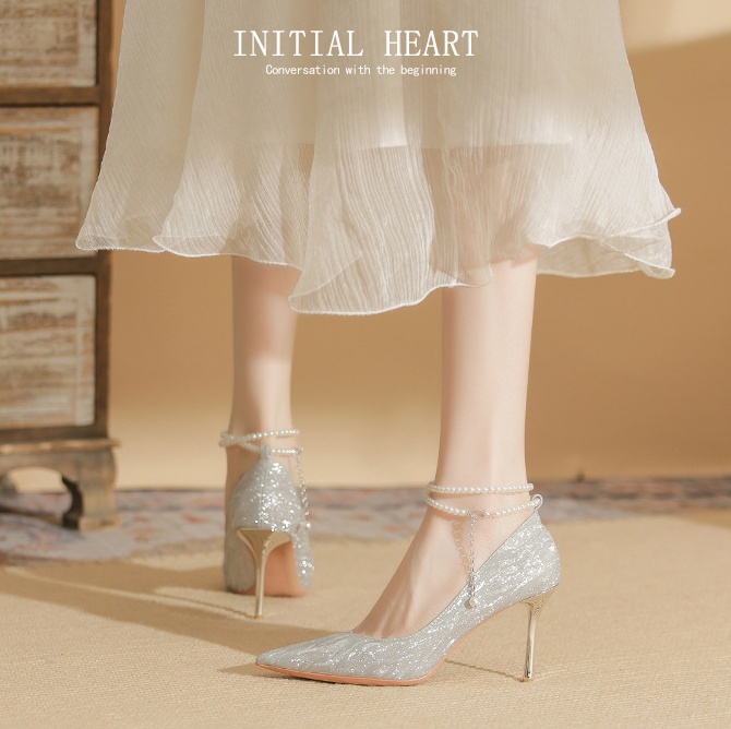 Crystal wedding shoes spring high-heeled shoes for women