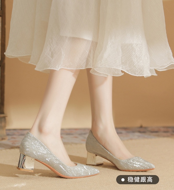 All-match shoes thick high-heeled shoes for women