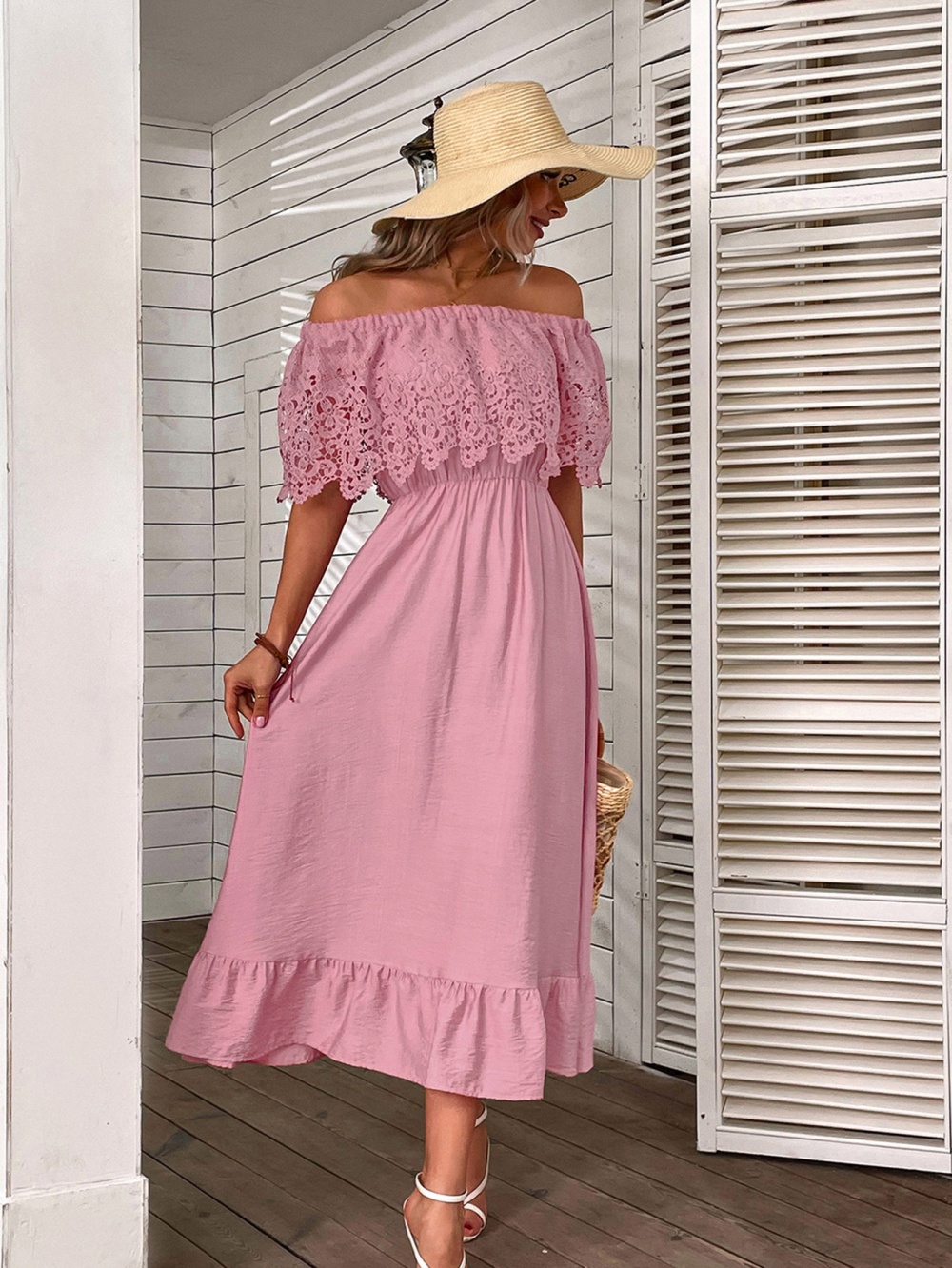 Spring and summer lace commuting splice temperament dress