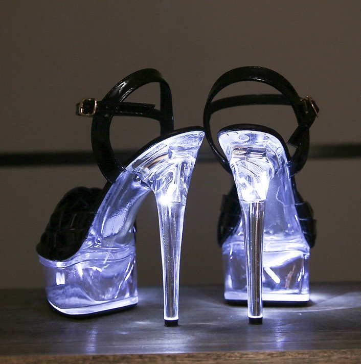 Nightclub fashion transparent very high crystal sandals