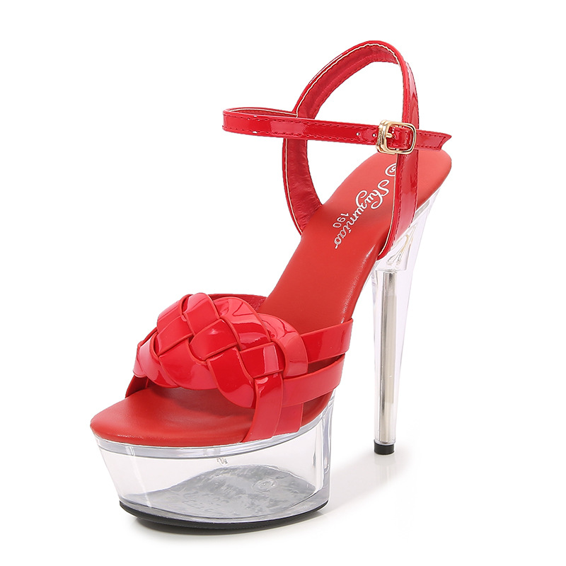 European style fashion transparent very high fine-root sandals